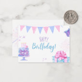 Carte Joyeux Anniversaire avec ballons et gâteau (Devant/Arrière en situation)