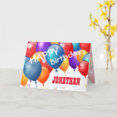 Carte Joyeux anniversaire avec Ballons NOM PERSONNALISÉ (Fleur jaune)