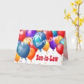 Carte Joyeux anniversaire avec Ballons SON-IN-LAW (Fleur jaune)