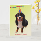 Carte Joyeux anniversaire avec bernèse (Fleur jaune)