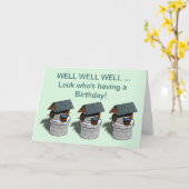 Carte Joyeux anniversaire avec bien bien trois puits (Fleur jaune)