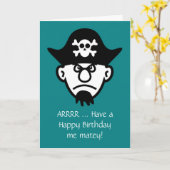 Carte Joyeux anniversaire avec crâne de pirate et os cro (Fleur jaune)