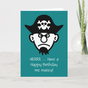 Carte Joyeux anniversaire avec crâne de pirate et os cro