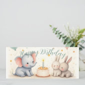 Carte Joyeux anniversaire avec des amis animaux (Debout devant)