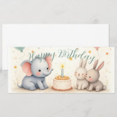 Carte Joyeux anniversaire avec des amis animaux (Devant / Derrière)