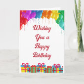 Carte Joyeux anniversaire avec des ballons et des présen (Devant)