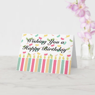 Carte Joyeux anniversaire avec des bougies colorées & Co