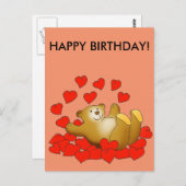 Carte Joyeux Anniversaire avec des cœurs d'amour e (Devant / Derrière)