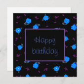 Carte Joyeux anniversaire avec des fleurs bleues (Devant / Derrière)