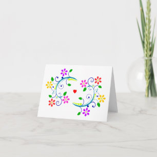 Carte Joyeux anniversaire, avec des fleurs, des remous,