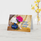Carte Joyeux anniversaire avec des roses peints (Fleur jaune)