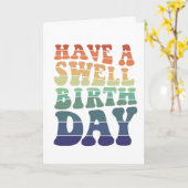 Carte Joyeux anniversaire avec des tons arc-en-ciel mode (Fleur jaune)