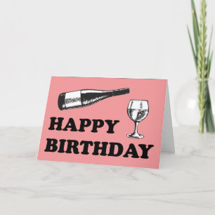 Carte Joyeux anniversaire avec du vin