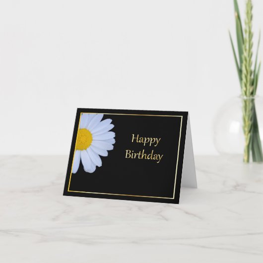 Carte Joyeux anniversaire avec Fleur blanche et Bkgrd no (Devant)