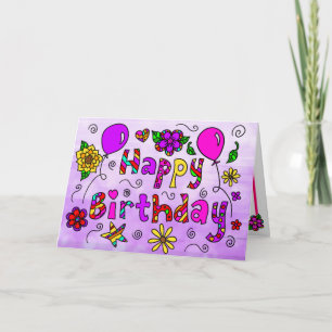 Carte Joyeux anniversaire avec Fleurs et Ballons Whimsic