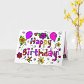 Carte Joyeux anniversaire avec Fleurs et Ballons Whimsic (Fleur jaune)