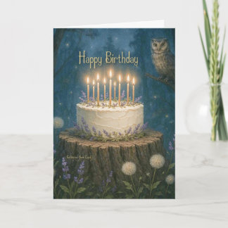 Carte Joyeux Anniversaire avec forêt magique et hi