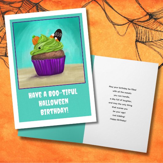 Carte Joyeux anniversaire avec Halloween Cupcake
