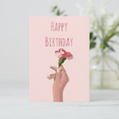 Carte Joyeux anniversaire avec la fleur de l'oeillet (Debout devant)