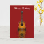 Carte Joyeux anniversaire avec la guitare acoustique (Fleur jaune)