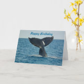 Carte Joyeux anniversaire avec la queue d'une baleine et (Fleur jaune)