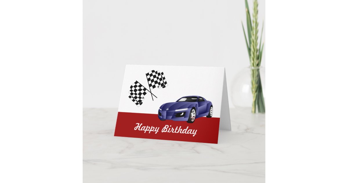 Carte Joyeux Anniversaire Avec La Voiture De Course Zazzle Be