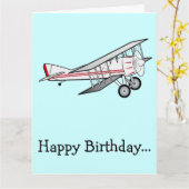 Carte Joyeux anniversaire avec l'avion de toute la bande (Fleur jaune)