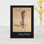 Carte Joyeux anniversaire avec les pinceaux de l'artiste (Fleur jaune)