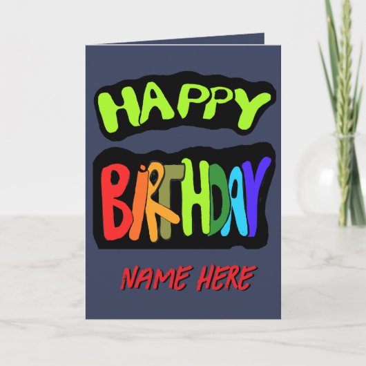 Carte Joyeux anniversaire avec nom personnalisé (Devant)
