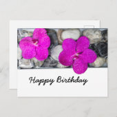 Carte joyeux anniversaire avec orchidée violette s (Devant / Derrière)