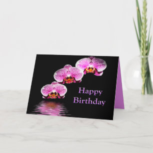Carte Joyeux Anniversaire Avec Orchidées Violettes
