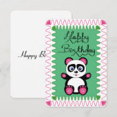Carte Joyeux Anniversaire Avec Panda Rose (Devant / Derrière)