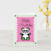 Carte Joyeux Anniversaire Avec Panda Vert (Fleur jaune)