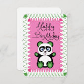 Carte Joyeux Anniversaire Avec Panda Vert (Devant / Derrière)