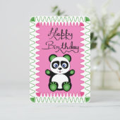 Carte Joyeux Anniversaire Avec Panda Vert (Debout devant)