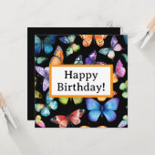 Carte Joyeux Anniversaire Avec Papillons (Devant/Arrière en situation)