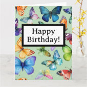 Carte Joyeux Anniversaire Avec Papillons (Fleur jaune)
