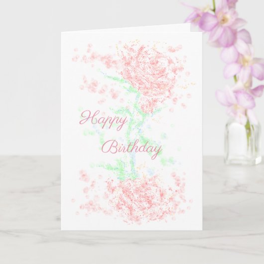 Carte Joyeux Anniversaire avec rose simple (Orchidée)