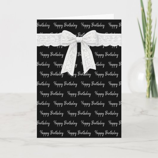 Carte Joyeux Anniversaire Avec Ruban Blanc (Devant)