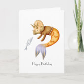 Carte Joyeux anniversaire avec Tricératops Mermaid (Devant)