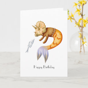 Carte Joyeux anniversaire avec Tricératops Mermaid