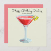 Carte Joyeux anniversaire avec un cocktail (Devant / Derrière)