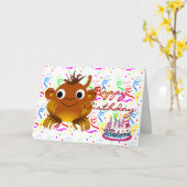 Carte Joyeux anniversaire avec un dessin de singe et un  (Fleur jaune)