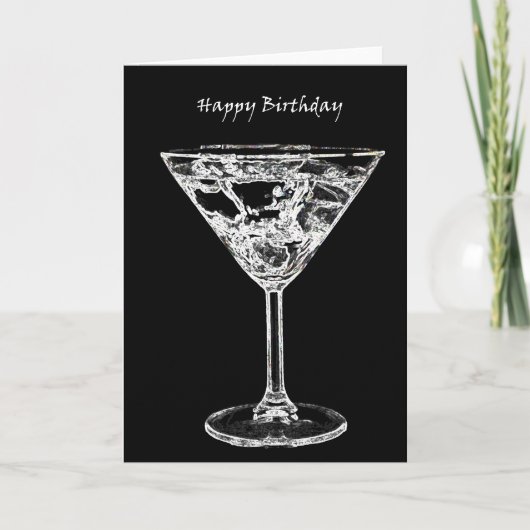 Carte Joyeux anniversaire avec un Martini (Devant)