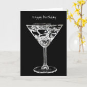 Carte Joyeux anniversaire avec un Martini (Fleur jaune)