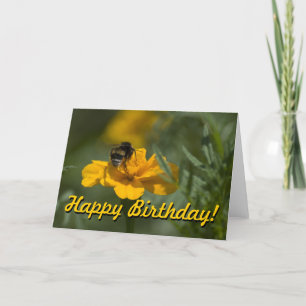 Carte Joyeux anniversaire avec une abeille en haut
