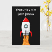 Carte Joyeux anniversaire avec une fusée de vaisseau spa (Fleur jaune)