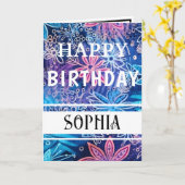 Carte Joyeux Anniversaire avec une simple impression ble (Fleur jaune)