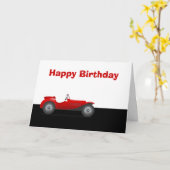 Carte Joyeux anniversaire avec voiture de course rouge c (Fleur jaune)