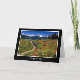 Carte Joyeux anniversaire avec vue sur les montagnes et 
